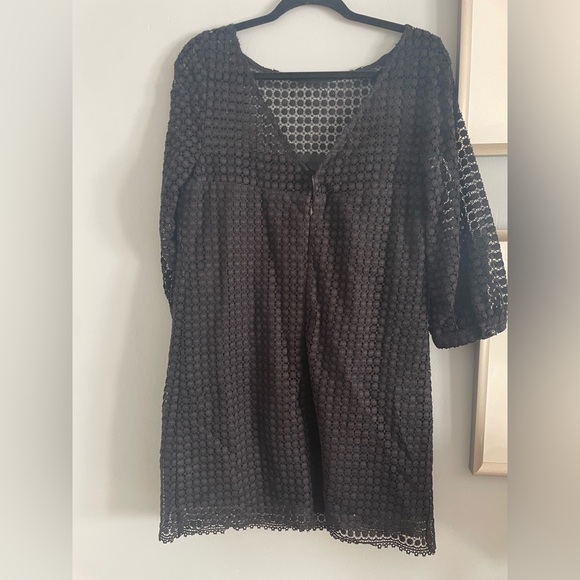 Vintage Original Milly of NY Black Lace Crochet Detail Mod Dress, Size 12 - Picture 3 of 8